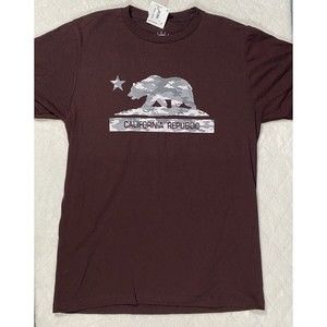 Ocean Current California Republic T-Shirt Maroon Gray White Camo Logo Youth Lg